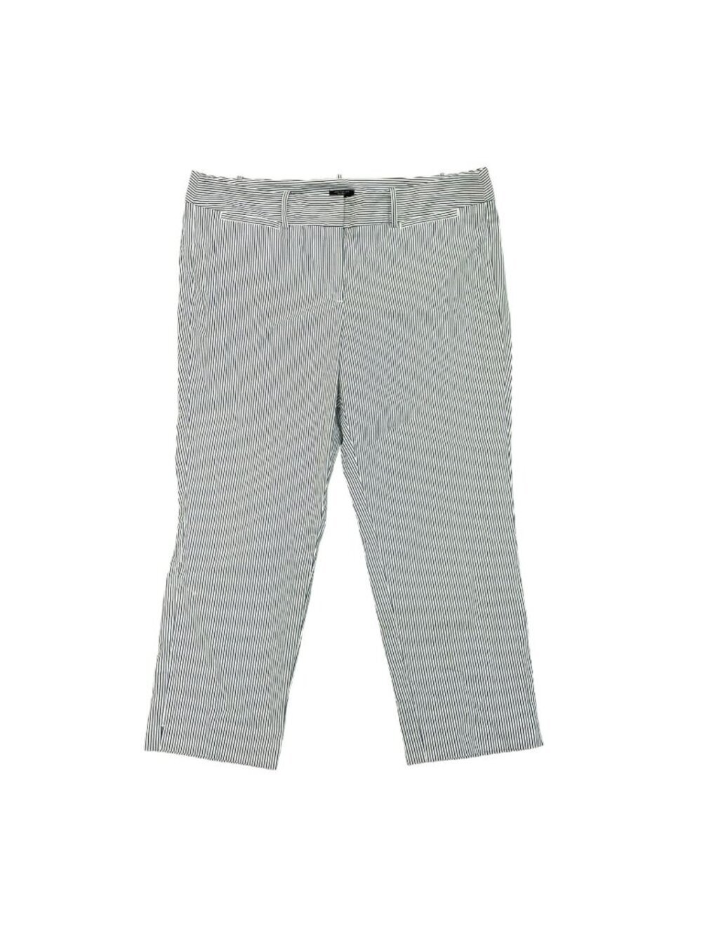Ann Taylor Petite Women's 12P Slim Striped Pants Grey & White Crop Pants  B1499